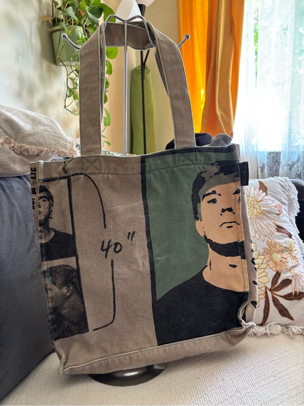 Andy Warhol Self Portrait Canvas Tote Bag 14” x 14.5”